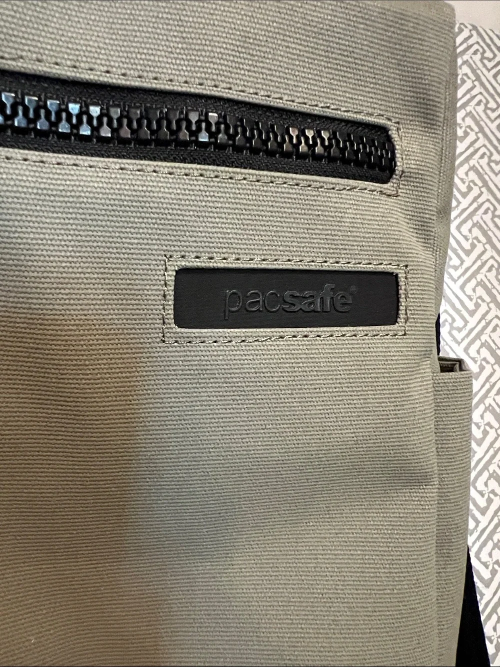 Pacsafe Taupe Instasafe Z200 Messenger Crossbody Bag with Black Strap